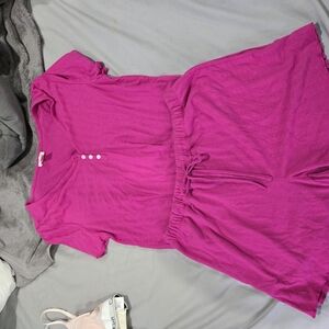 Vibrant Pink Button-Up Sleep Set